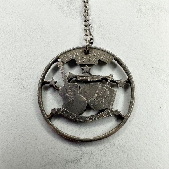Tennessee State Quarter Cut Out Musical Heritage Coin Necklace Unique ✨ - Picture 8 of 14